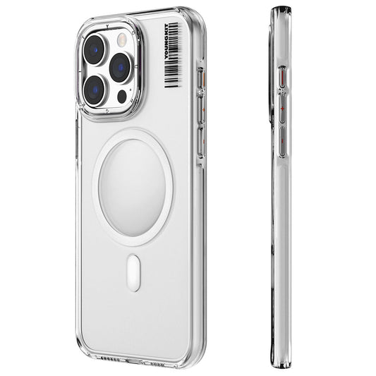 iPhone 15 Pro Kılıf Magsafe Şarj Özellikli Şeffaf Youngkit Crystal Shield Serisi Kılıf Renksiz