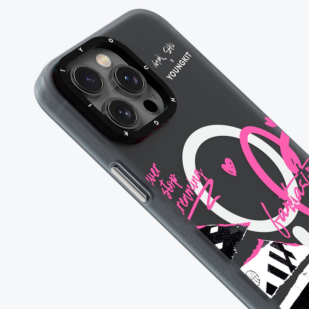 iPhone 15 Pro Kılıf Magsafe Şarj Özellikli Shu Tasarımlı Youngkit Dreamland Serisi Kılıf Pembe