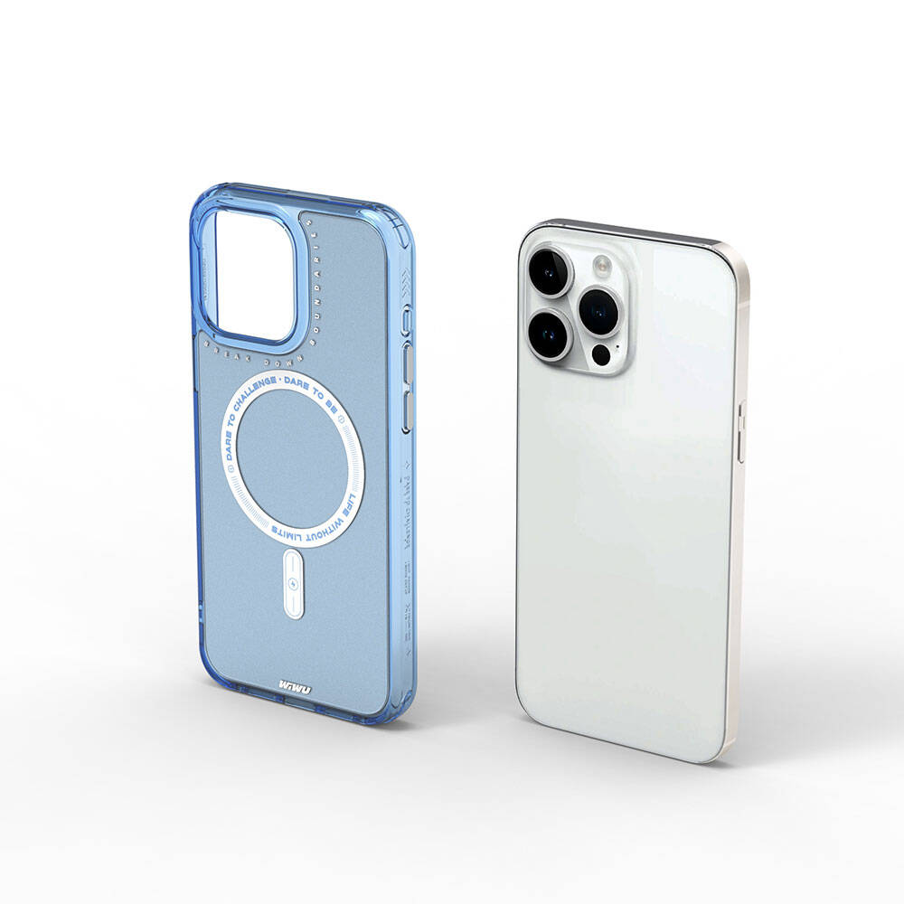 iPhone 15 Pro Kılıf Magsafe Şarj Özellikli Wiwu Basic Color J Serisi Kılıf Mavi