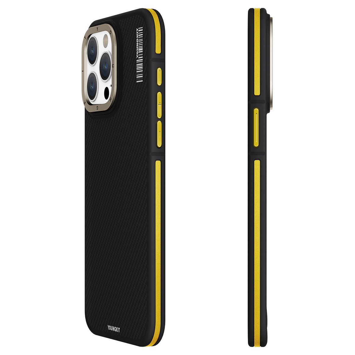 iPhone 15 Pro Kılıf Magsafe Şarj Özellikli YoungKit 600D Kevlar Kılıf Siyah