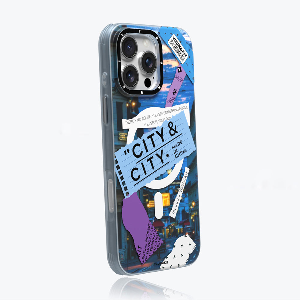 iPhone 15 Pro Kılıf Magsafe Şarj Özellikli Youngkit A-City Serisi Kılıf Mavi