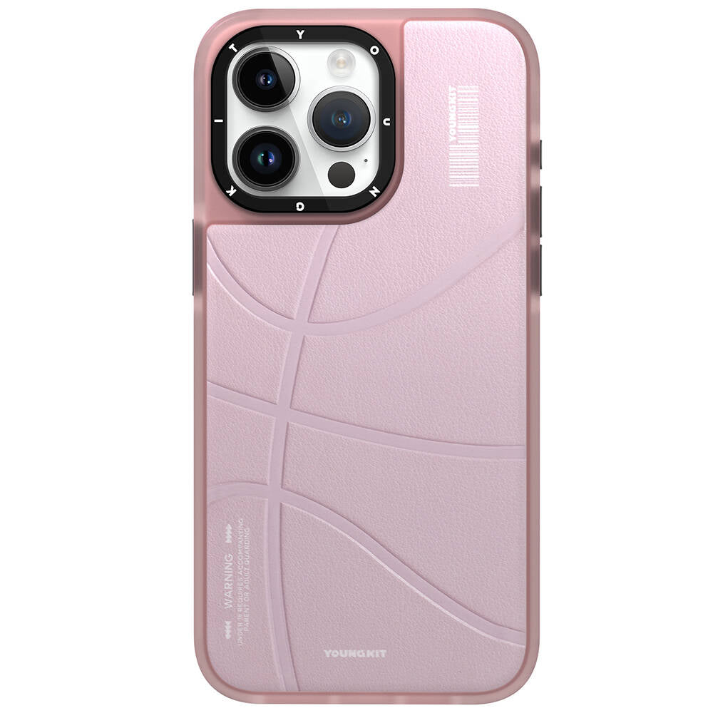 iPhone 15 Pro Kılıf Magsafe Şarj Özellikli Youngkit Backboard Serisi Leather Kılıf Pembe