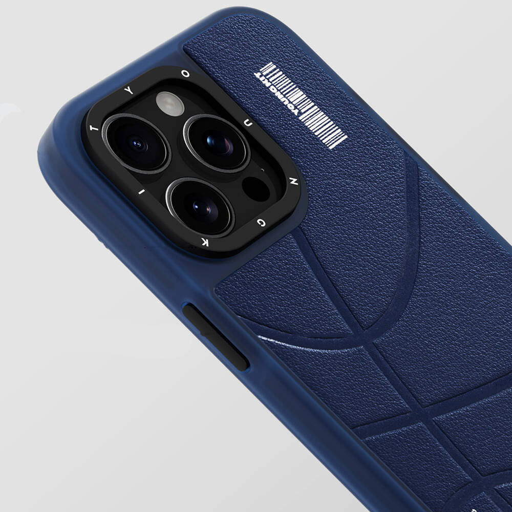 iPhone 15 Pro Kılıf Magsafe Şarj Özellikli Youngkit Backboard Serisi Leather Kılıf Mavi