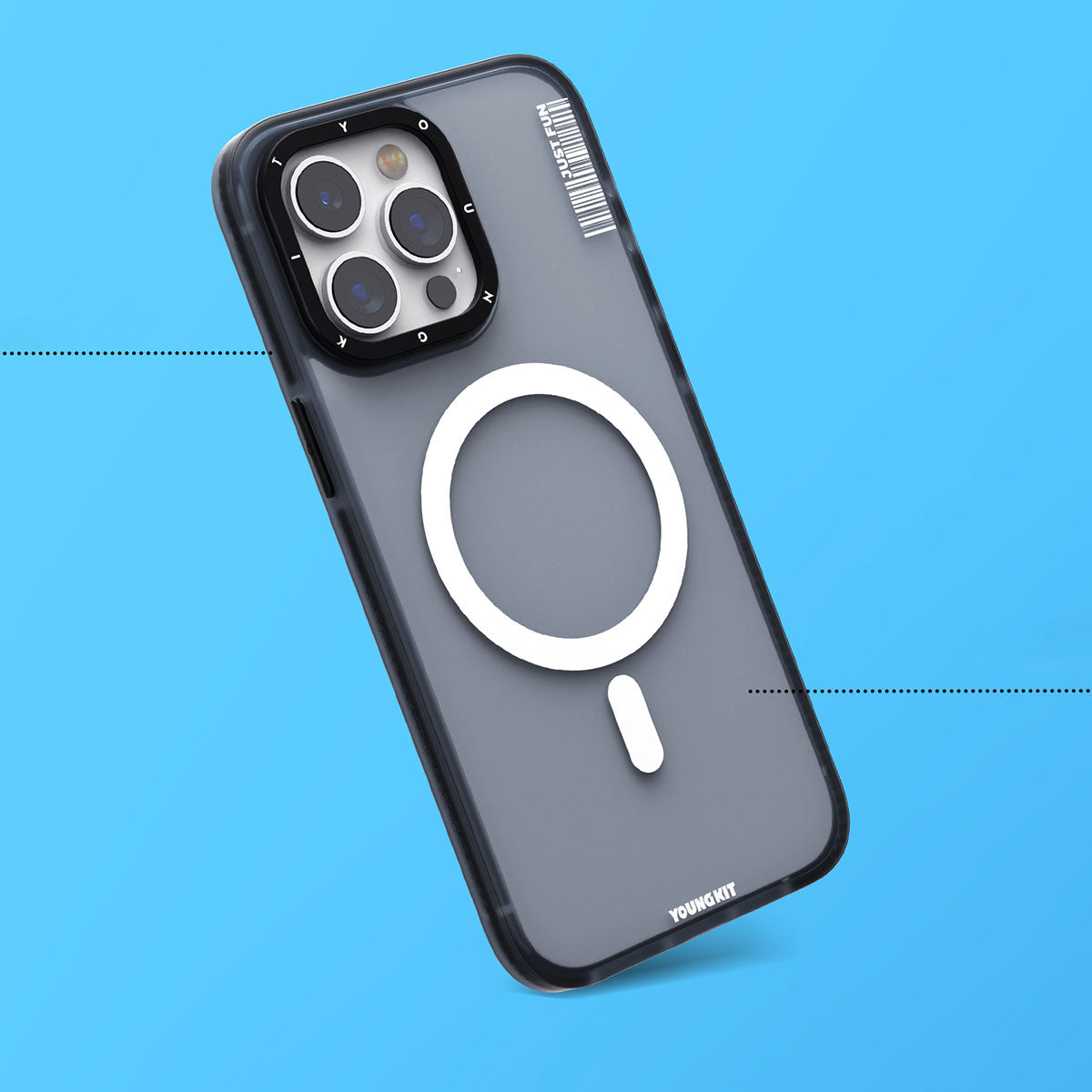 iPhone 15 Pro Kılıf Magsafe Şarj Özellikli Youngkit Colored Sand Serisi Kılıf Siyah