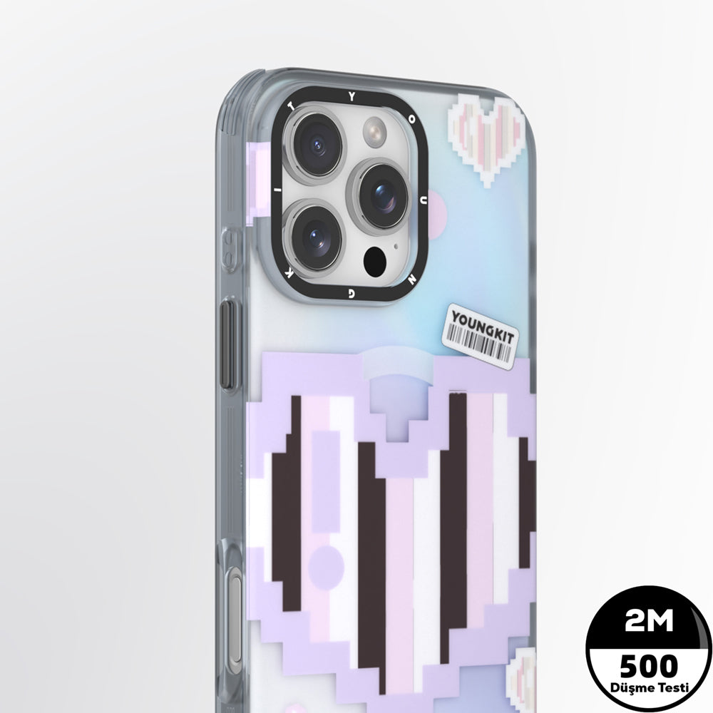iPhone 15 Pro Kılıf Magsafe Şarj Özellikli Youngkit Love Serisi Kılıf Pembe