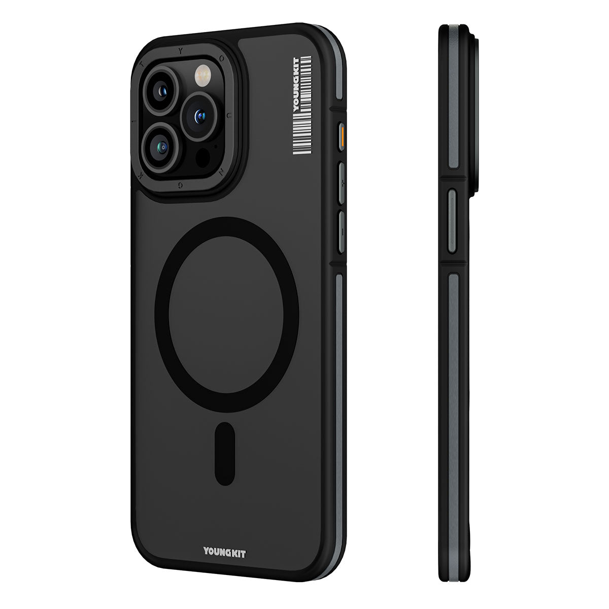 iPhone 15 Pro Kılıf Magsafe Şarj Özellikli Youngkit Rock Sand Serisi Kılıf Siyah