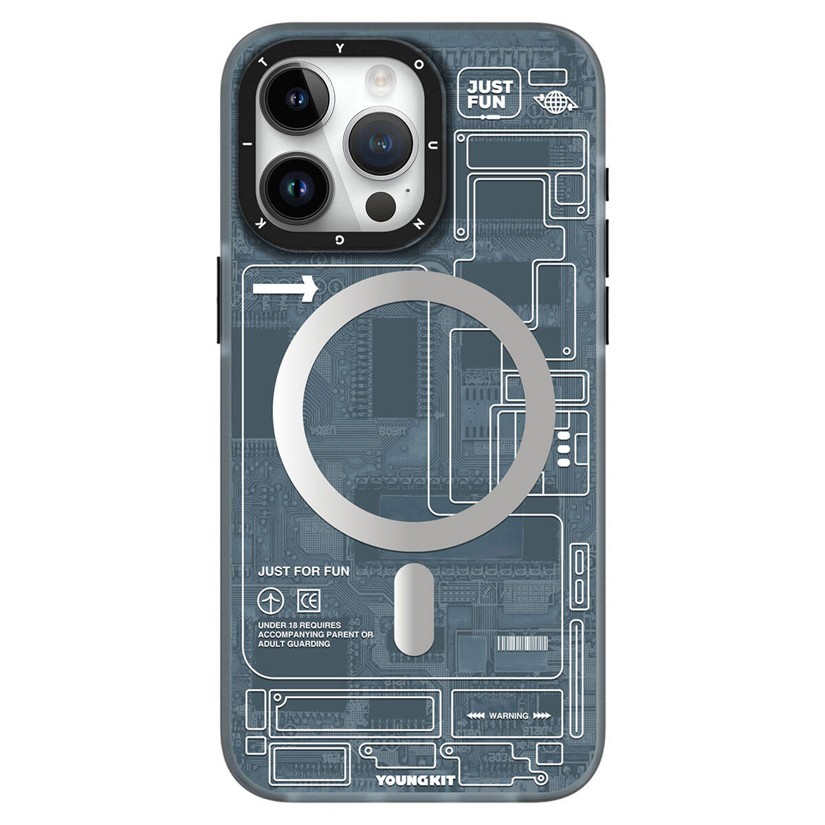 iPhone 15 Pro Kılıf Magsafe Şarj Özellikli YoungKit Technology Serisi Kılıf Lacivert