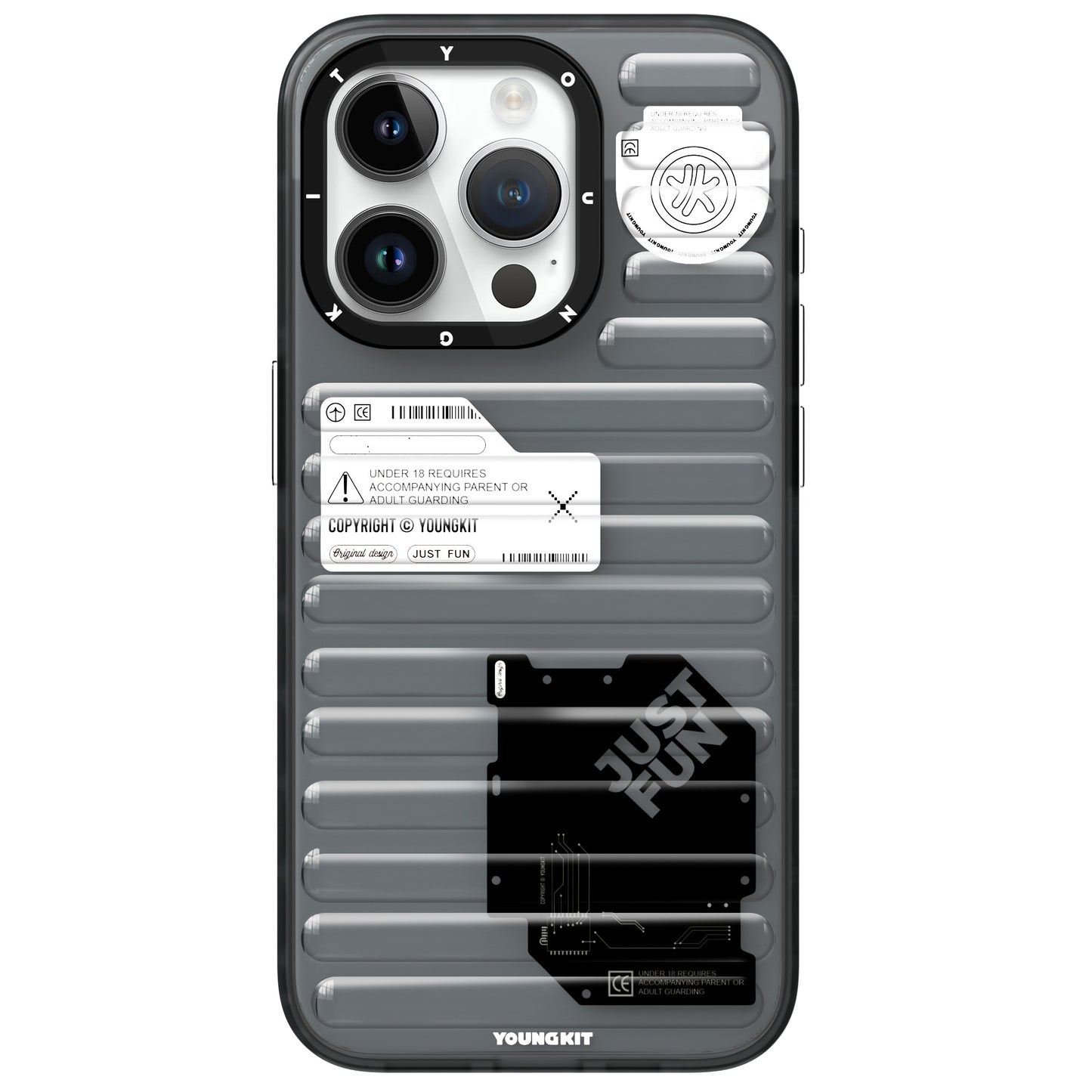 iPhone 15 Pro Kılıf Şeffaf Renkli Tasarım YoungKit Fluorite Serisi Kılıf Pembe