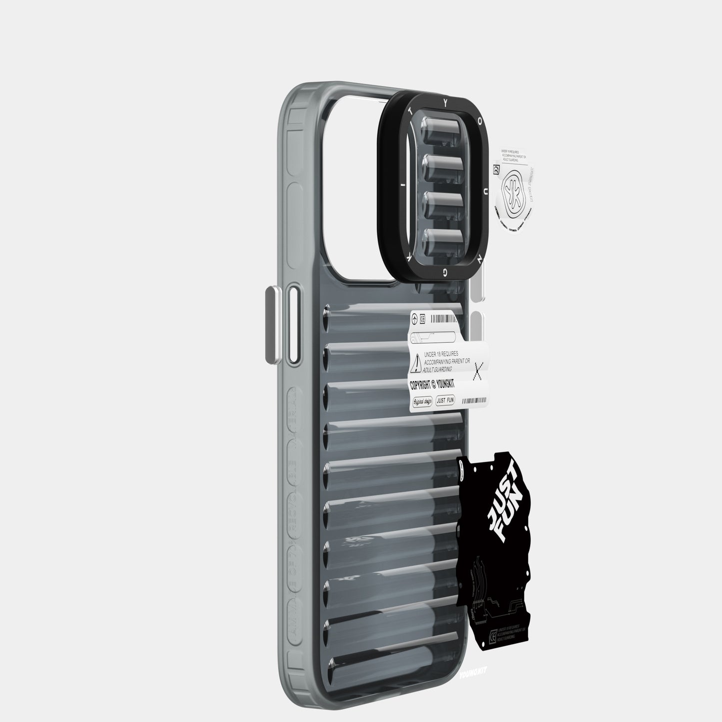 iPhone 15 Pro Kılıf Şeffaf Renkli Tasarım YoungKit Fluorite Serisi Kılıf Pembe