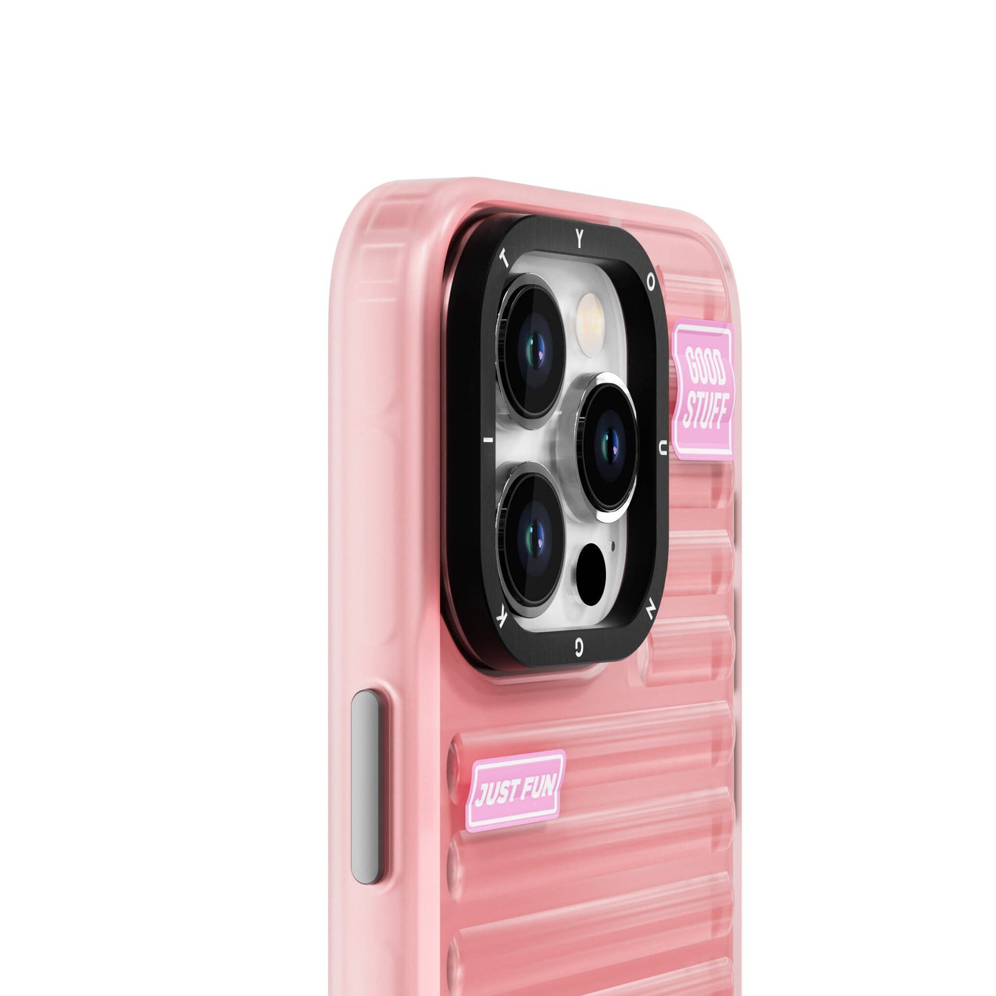 iPhone 15 Pro Kılıf Şeffaf Renkli Tasarım YoungKit Fluorite Serisi Kılıf Pembe