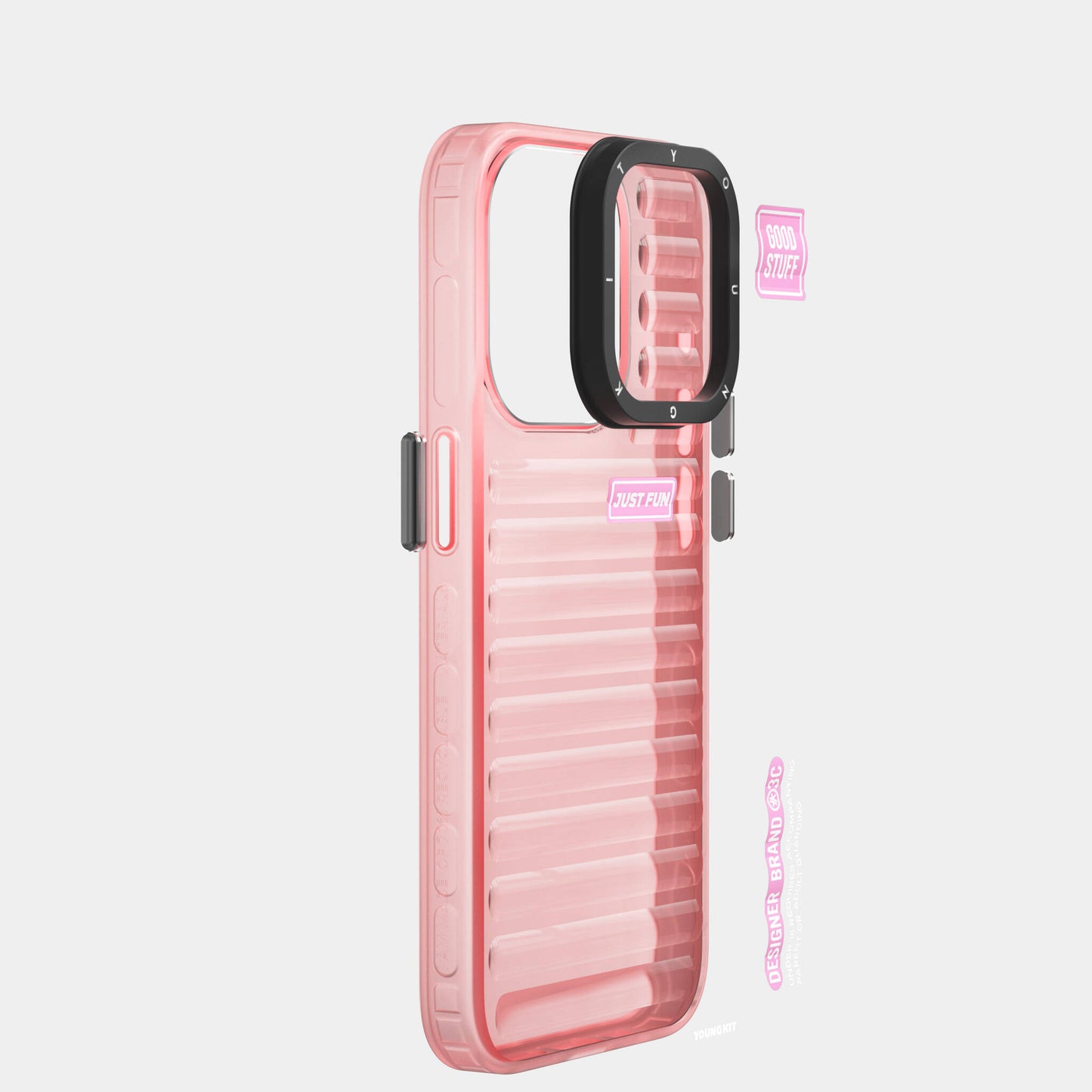 iPhone 15 Pro Kılıf Şeffaf Renkli Tasarım YoungKit Fluorite Serisi Kılıf Pembe