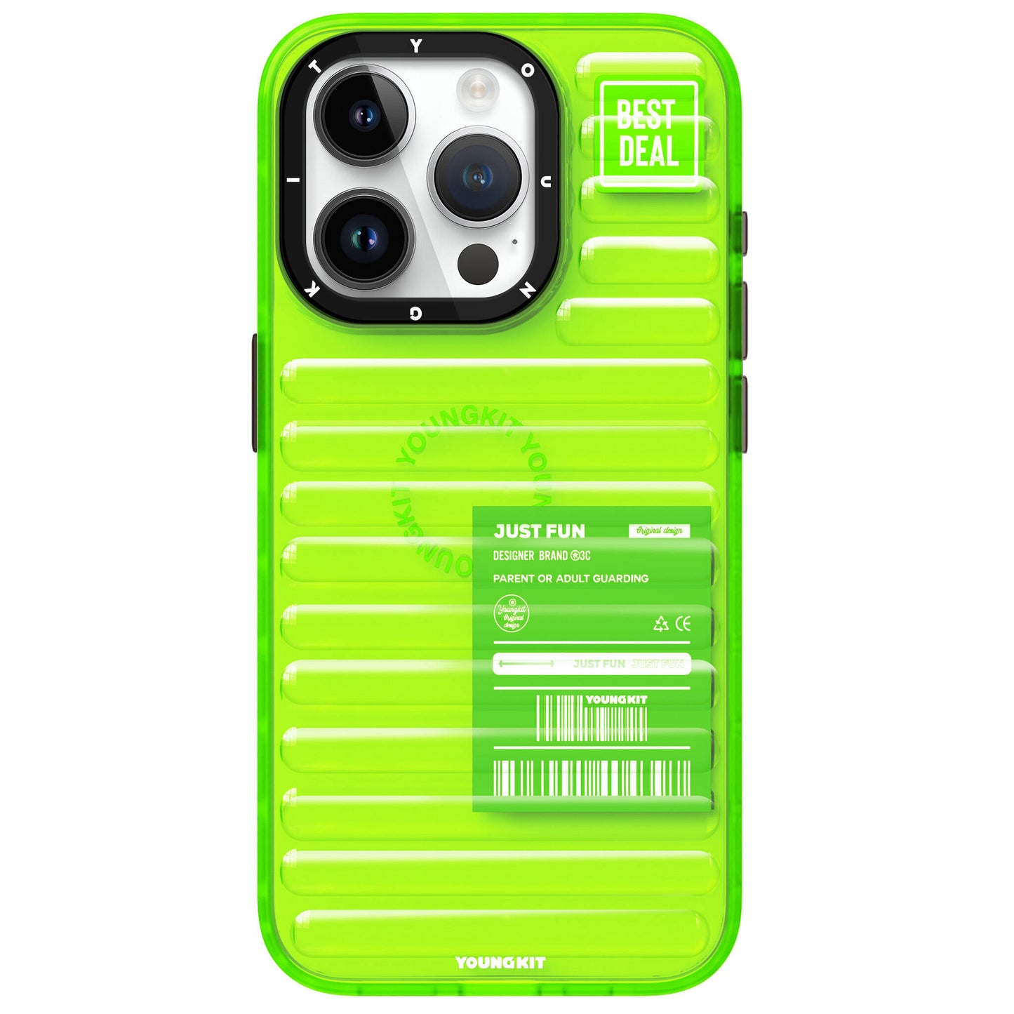 iPhone 15 Pro Kılıf Şeffaf Renkli Tasarım YoungKit Fluorite Serisi Kılıf Yeşil