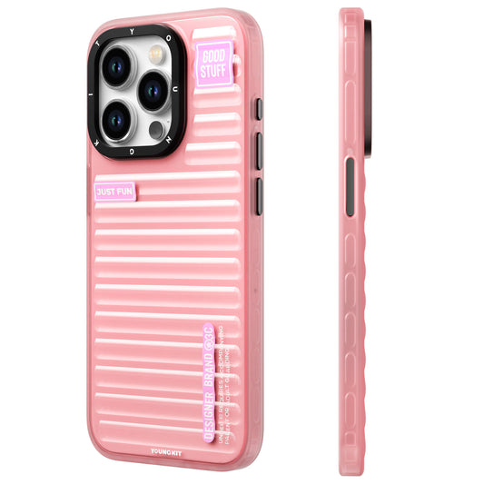 iPhone 15 Pro Kılıf Şeffaf Renkli Tasarım YoungKit Fluorite Serisi Kılıf Pembe