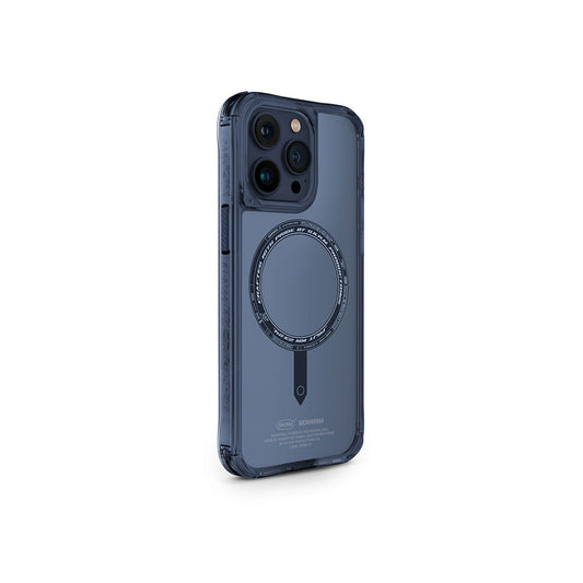 iPhone 15 Pro Kılıf SkinArma Şeffaf Airbag Tasarımlı Magsafe Şarj Özellikli Saido Kılıf Mavi