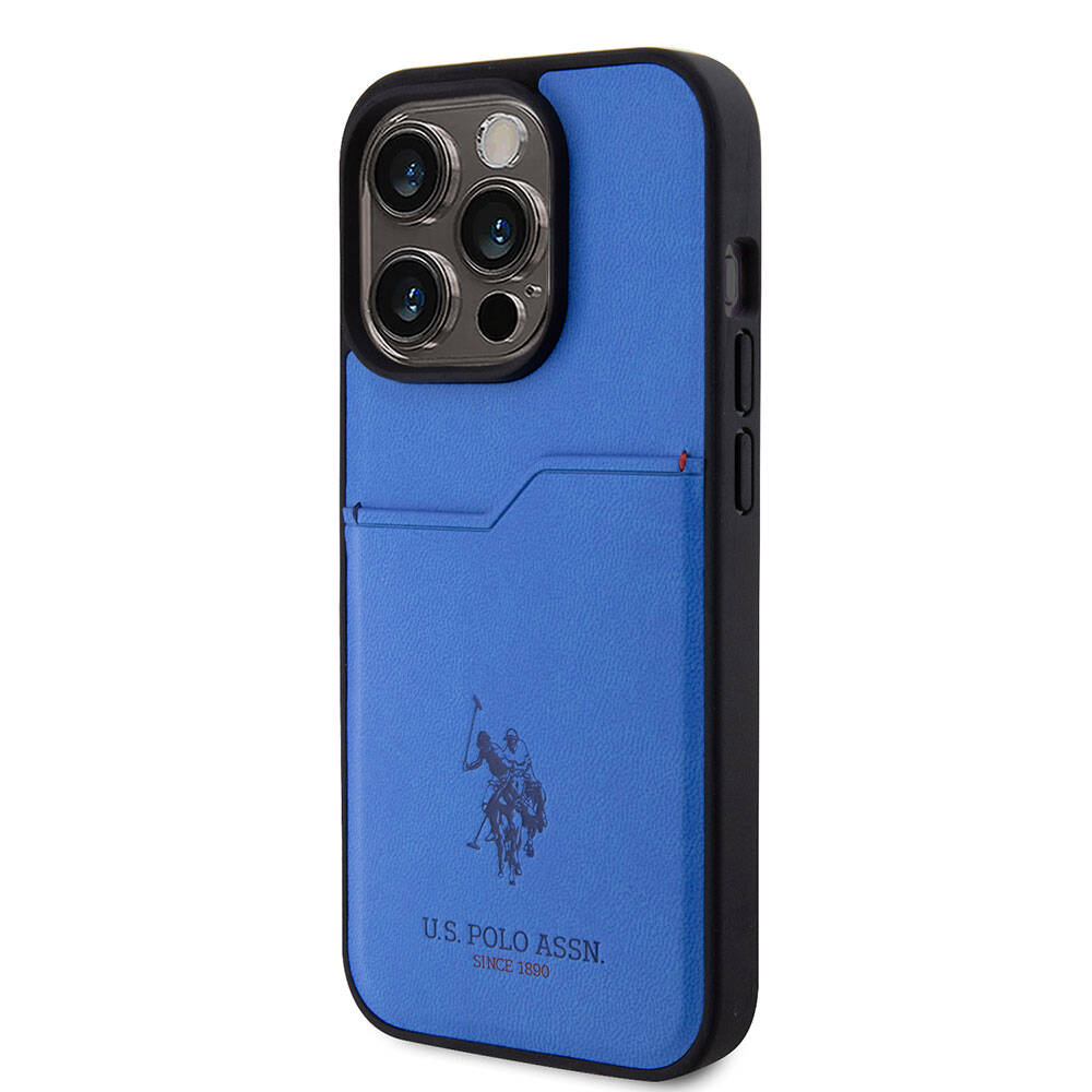 iPhone 15 Pro Kılıf U.S. Polo Assn. Orjinal Lisanslı Baskı Logolu PU Kartlıklı Kılıf Lacivert