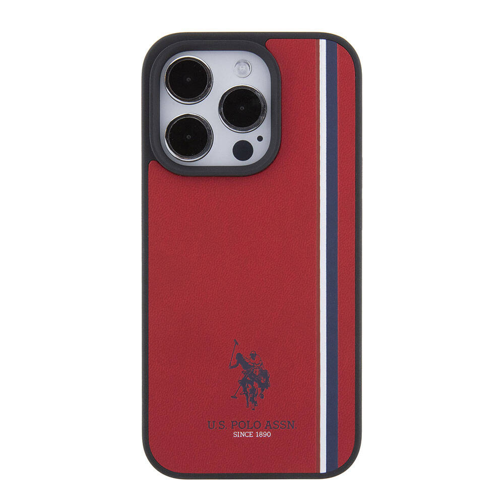 iPhone 15 Pro Kılıf U.S. Polo Assn. Orjinal Lisanslı Üç Renk Şerit Tasarımlı Baskı Logolu Kılıf Beyaz
