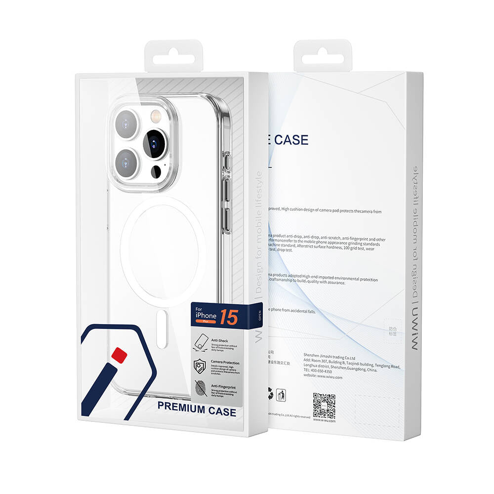 iPhone 15 Pro Kılıf Wiwu BC-022 Magsafe Şarj Özellikli Şeffaf Transparan Kılıf Renksiz