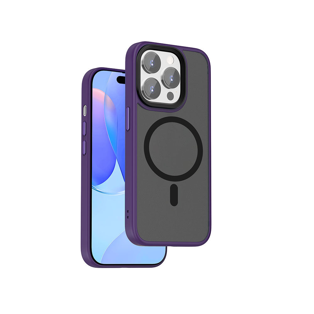 iPhone 15 Pro Kılıf Wiwu FGG-011 Magsafe Şarj Özellikli Kamera Korumalı Kılıf Mor