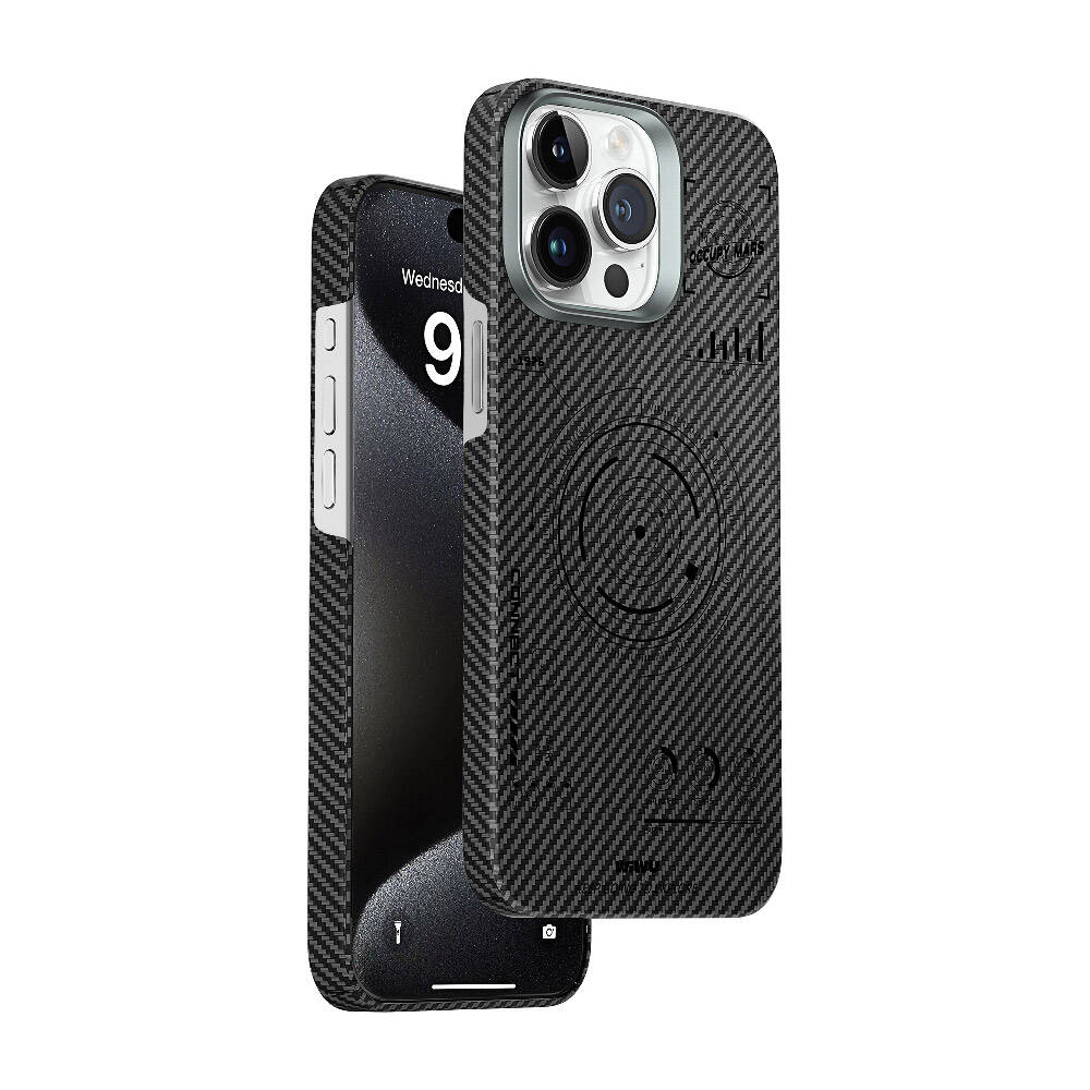 iPhone 15 Pro Kılıf Wiwu HHX-016 Karbon Fiber 600D Mars Kevlar Kılıf Siyah