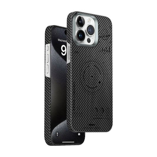 iPhone 15 Pro Kılıf Wiwu HHX-016 Karbon Fiber 600D Mars Kevlar Kılıf Siyah