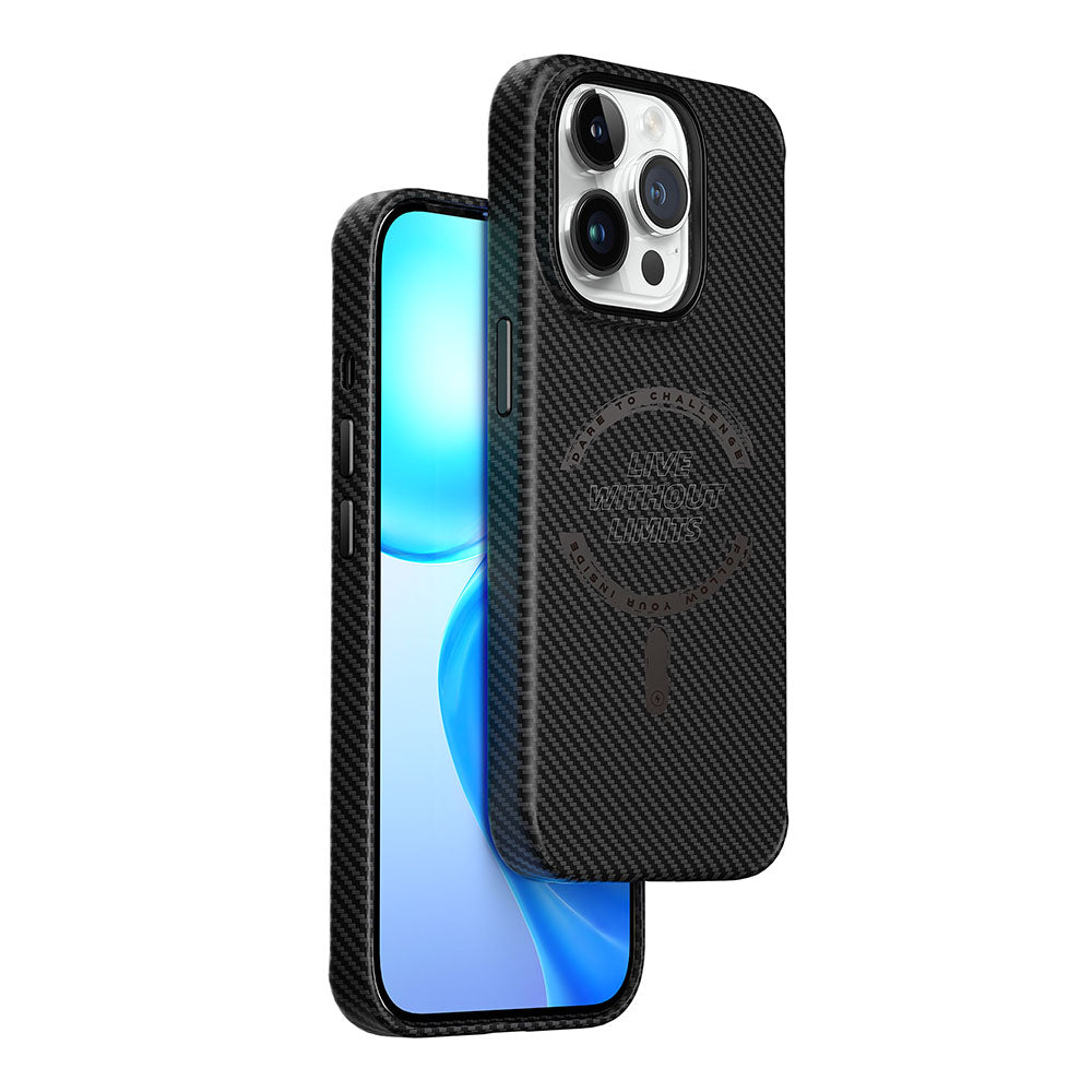 iPhone 15 Pro Kılıf Wiwu LCC-107 Karbon Fiber Magsafe Şarj Özellikli Kamera Korumalı Kabon Kılıf Siyah