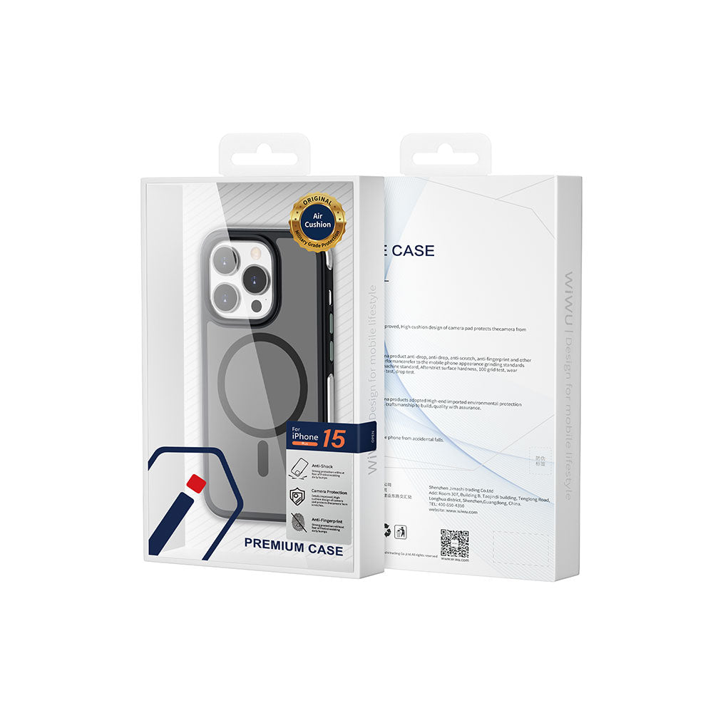 iPhone 15 Pro Kılıf Wiwu ZKK-012 Magsafe Şarj Özellikli Air Cushion Kılıf Siyah