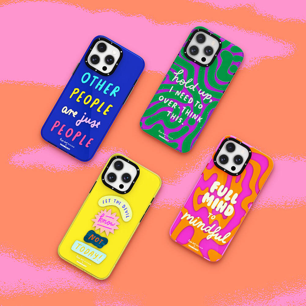 iPhone 15 Pro Kılıf Yazı Desenli Youngkit Mindfulness Serisi Kılıf Mor