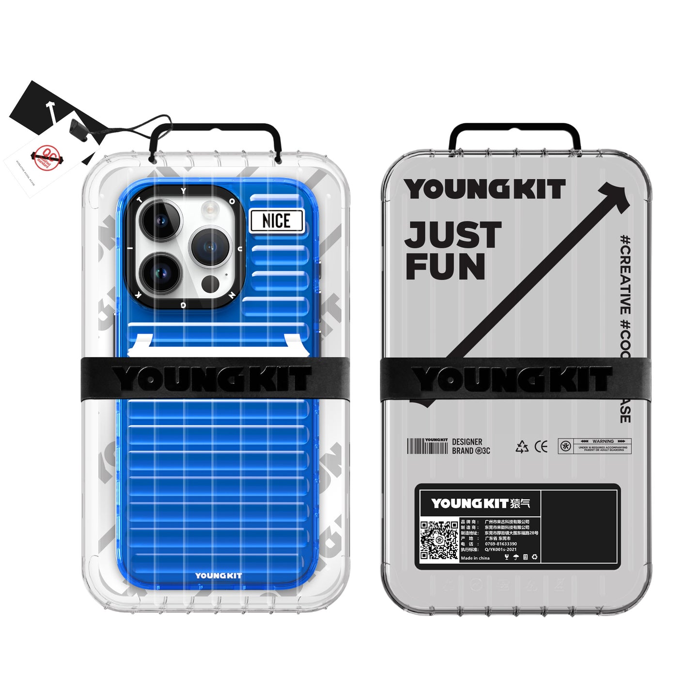 iPhone 15 Pro Kılıf YoungKit Luggage FireFly Serisi Kılıf Mavi