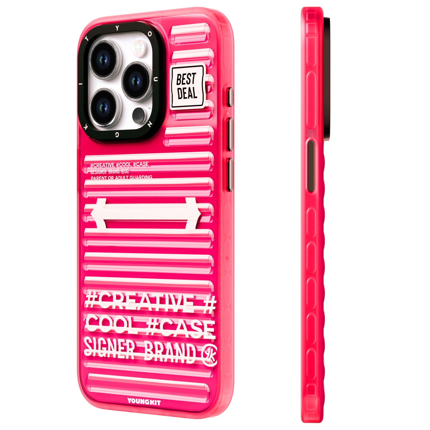 iPhone 15 Pro Kılıf YoungKit Luggage FireFly Serisi Kılıf Pembe