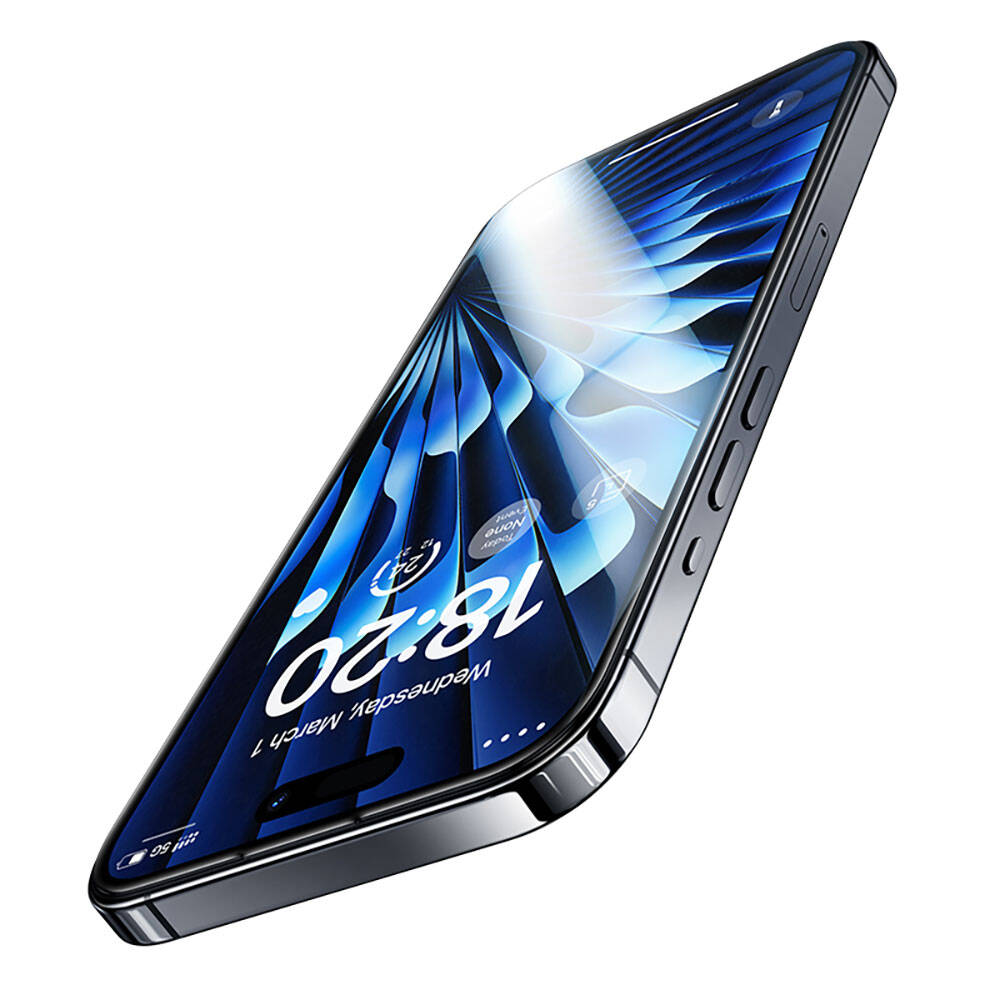 iPhone 15 Pro Max Benks Glass Warrior Safir Coating Ekran Koruyucu + Kolay Uygulama Aparatlı Siyah