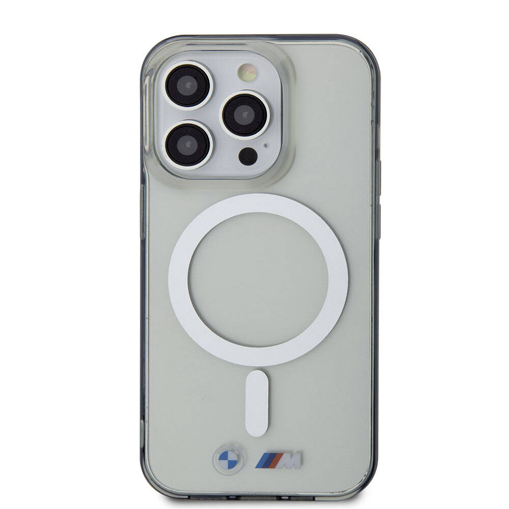 iPhone 15 Pro Max Kılıf BMW Magsafe Şarj Özellikli Transparan Silver Ring Orjinal Lisanslı Kılıf Renksiz