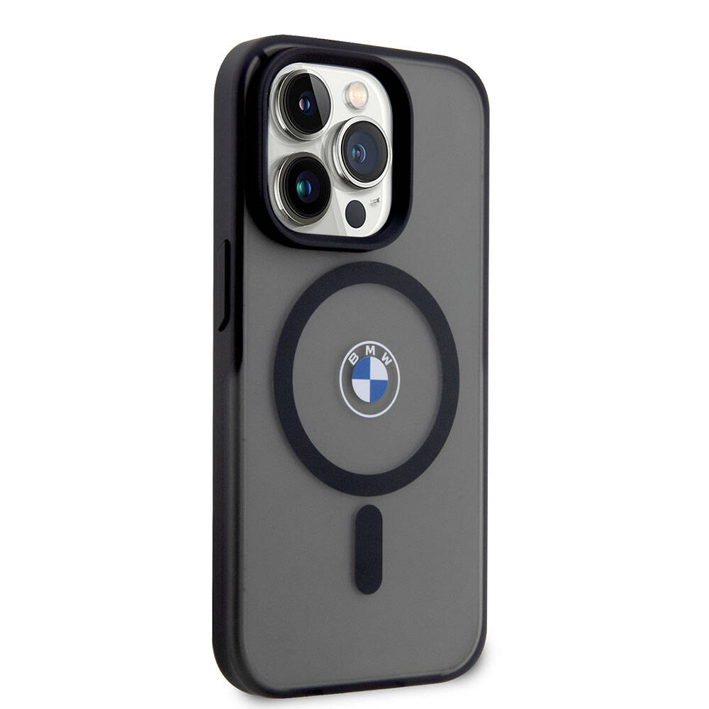 iPhone 15 Pro Max Kılıf BMW Orjinal Lisanslı Magsafe Şarj Özellikli IML Baskı Logolu Buzlu Mat Kılıf Siyah