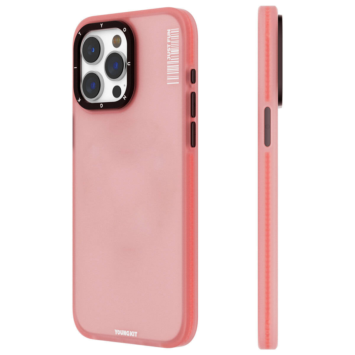 iPhone 15 Pro Max Kılıf Buzlu Mat Tasarım Youngkit Colored Sand Serisi Kılıf Pembe