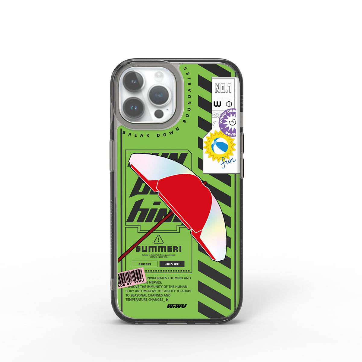 iPhone 15 Pro Max Kılıf Çift Katman Desenli Wiwu Summer Serisi Kılıf Yeşil