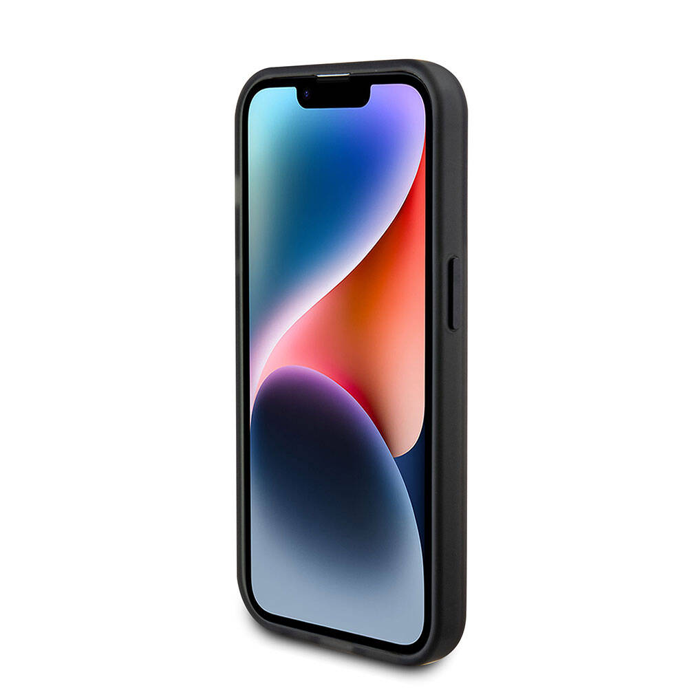 iPhone 15 Pro Max Kılıf Ferrari Magsafe Şarj Özellikli Standlı Buzlu Yüzey Dizayn Kılıf Transparan Siyah