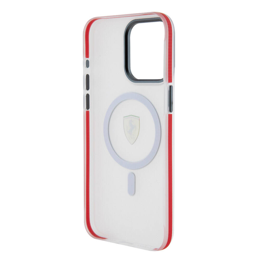 iPhone 15 Pro Max Kılıf Ferrari Orjinal Lisanslı Magsafe Şarj Özellikli Kontrast Bumper SF Ring Kılıf Kırmızı