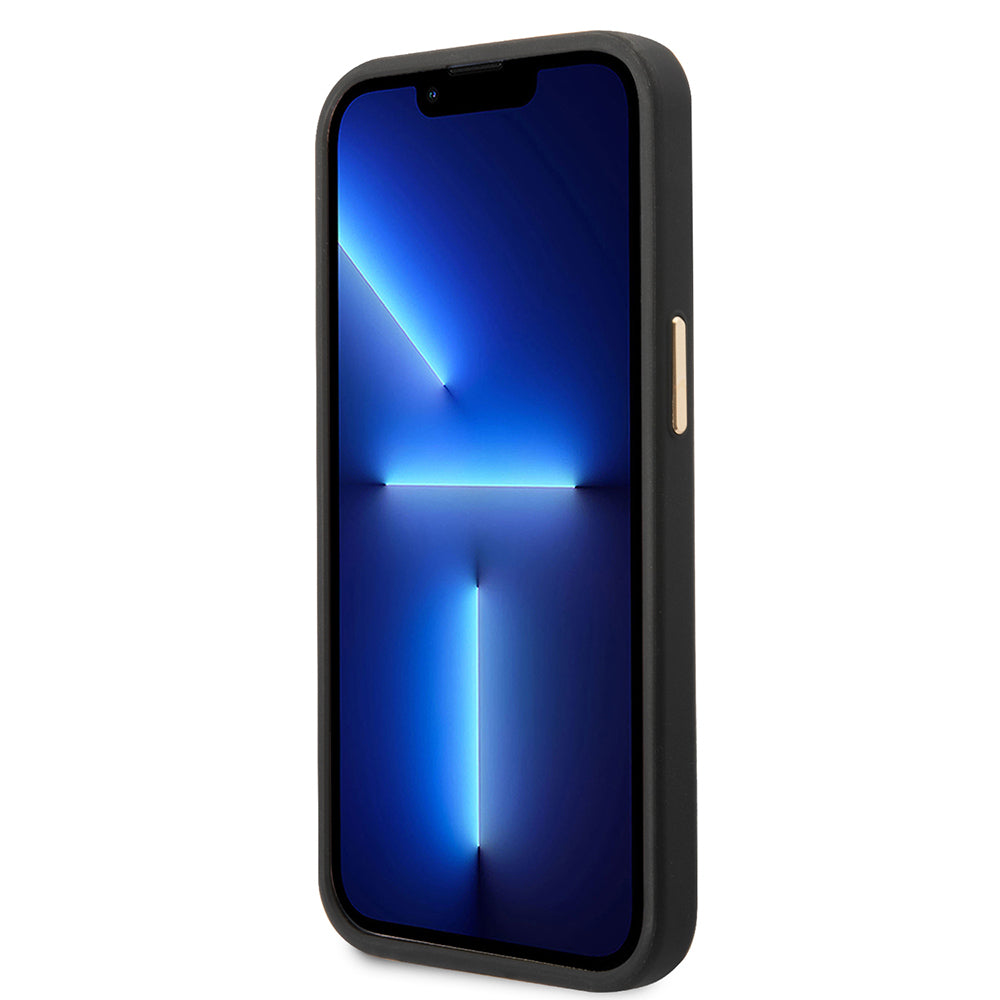 Apple iPhone 15 Pro Max Kılıf Guess Orjinal Lisanslı M-safe Şarj Özellikli 4G Desenli PU Metal Plaka Klasik Logolu Kapak Kahverengi