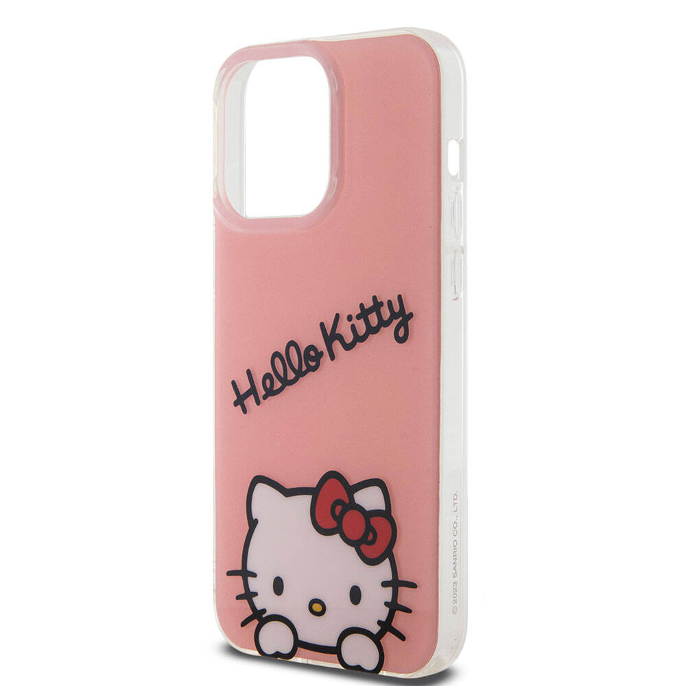 iPhone 15 Pro Max Kılıf Hello Kitty Orjinal Lisanslı Askılı Yazı ve İkonik Logolu Daydreaming Kılıf Pembe