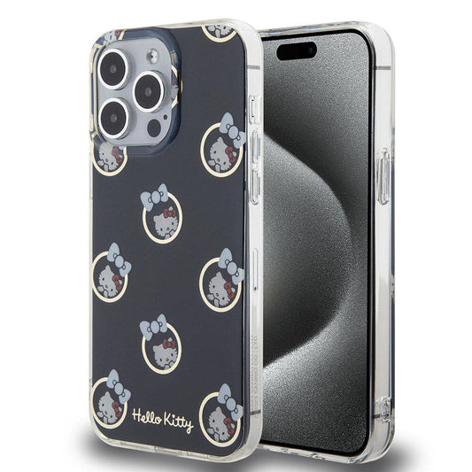 iPhone 15 Pro Max Kılıf Hello Kitty Orjinal Lisanslı Elektroplating Kaplama Kabarcık Baskılı Kılıf Beyaz