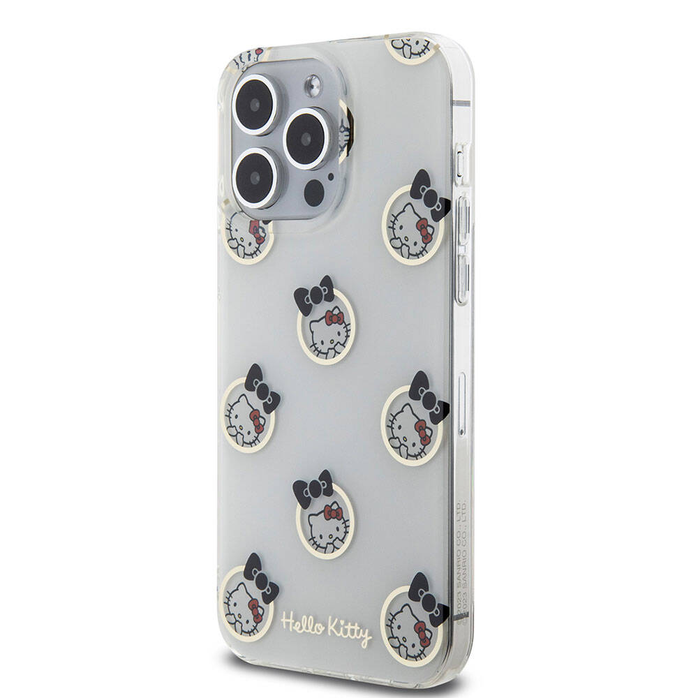 iPhone 15 Pro Max Kılıf Hello Kitty Orjinal Lisanslı Elektroplating Kaplama Kabarcık Baskılı Kılıf Siyah