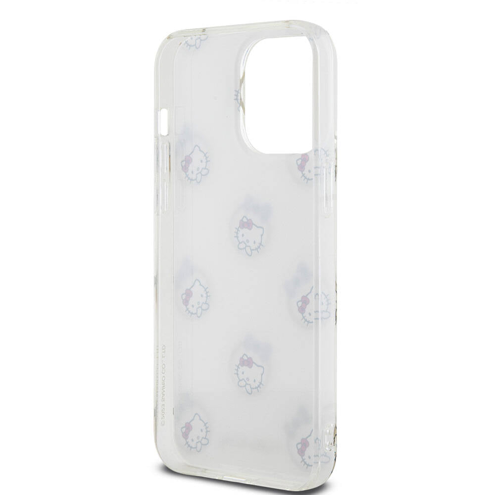 iPhone 15 Pro Max Kılıf Hello Kitty Orjinal Lisanslı Elektroplating Kaplama Kabarcık Baskılı Kılıf Beyaz