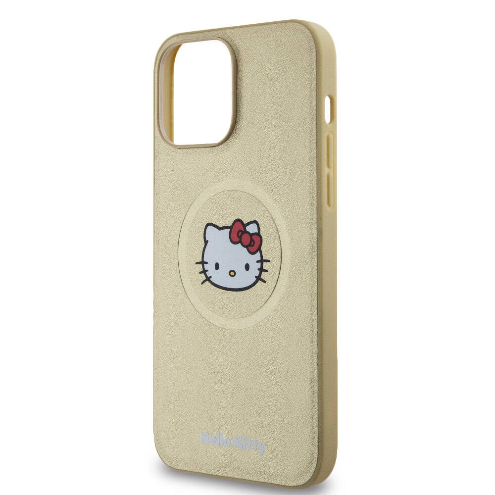 iPhone 15 Pro Max Kılıf Hello Kitty Orjinal Lisanslı Magsafe Şarj Özellikli Kitty Head Deri Kılıf Siyah