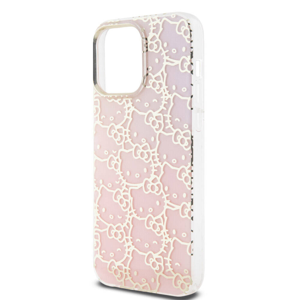 iPhone 15 Pro Max Kılıf Hello Kitty Orjinal Lisanslı Renk Geçişli Elektroplating Kaplama Kitty Head Desenli Kılıf Mavi