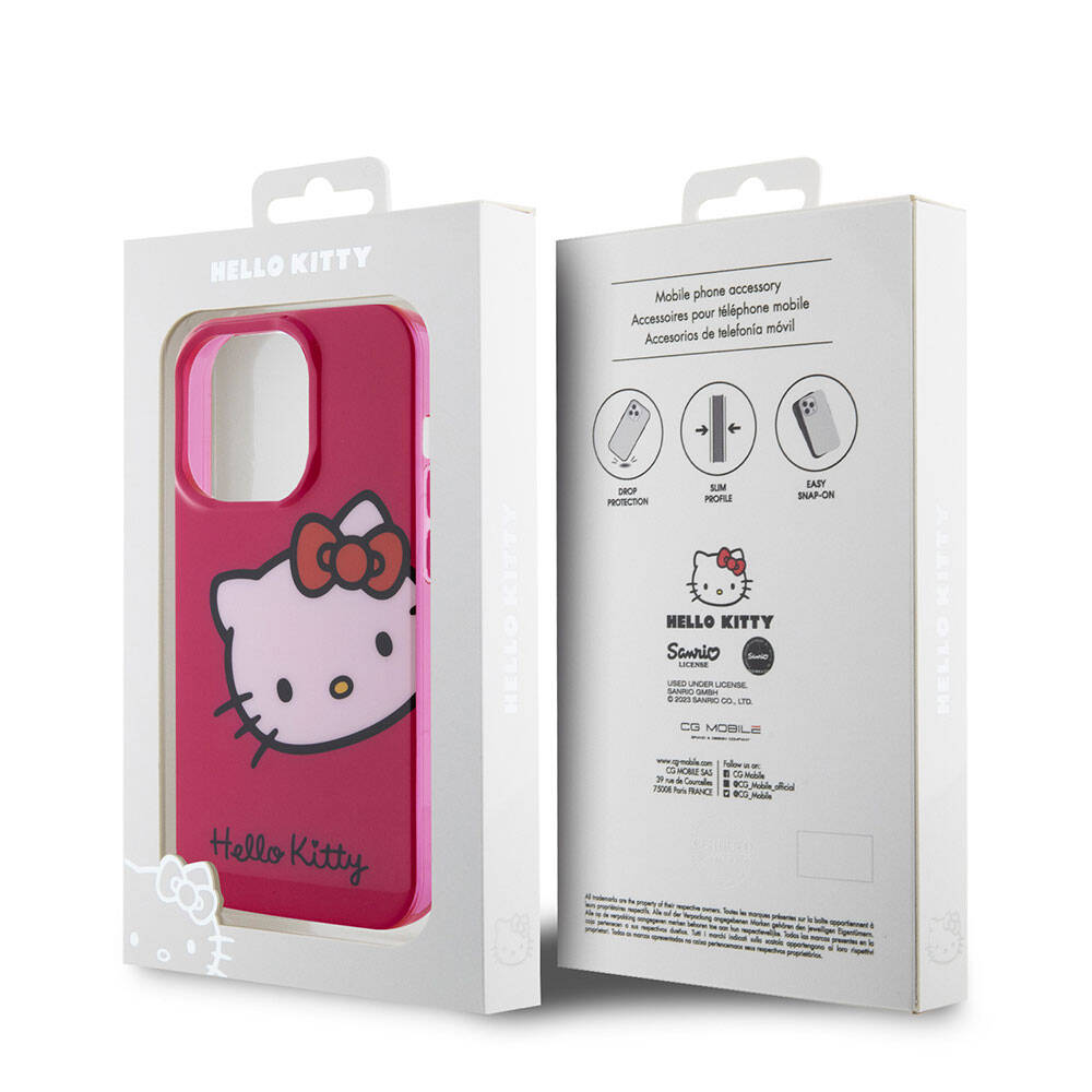 iPhone 15 Pro Max Kılıf Hello Kitty Orjinal Lisanslı Yazı ve İkonik Logolu Kitty Head Kılıf Beyaz