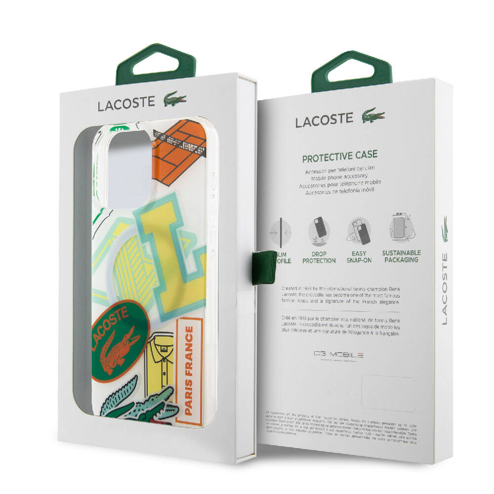 iPhone 15 Pro Max Kılıf Lacoste Orjinal Lisanslı Magsafe Şarj Özellikli Çift Katmanlı Yamalar Desenli Kılıf Yeşil
