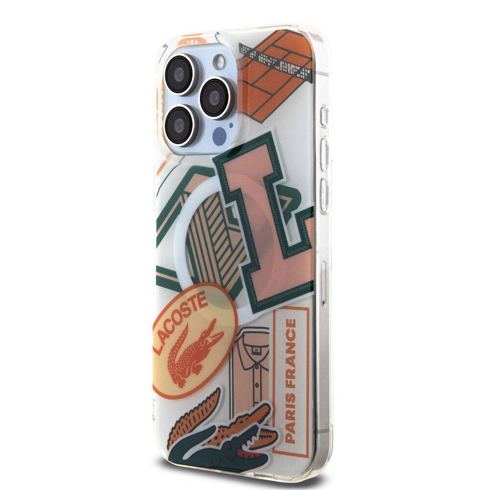 iPhone 15 Pro Max Kılıf Lacoste Orjinal Lisanslı Magsafe Şarj Özellikli Çift Katmanlı Yamalar Desenli Kılıf Yeşil