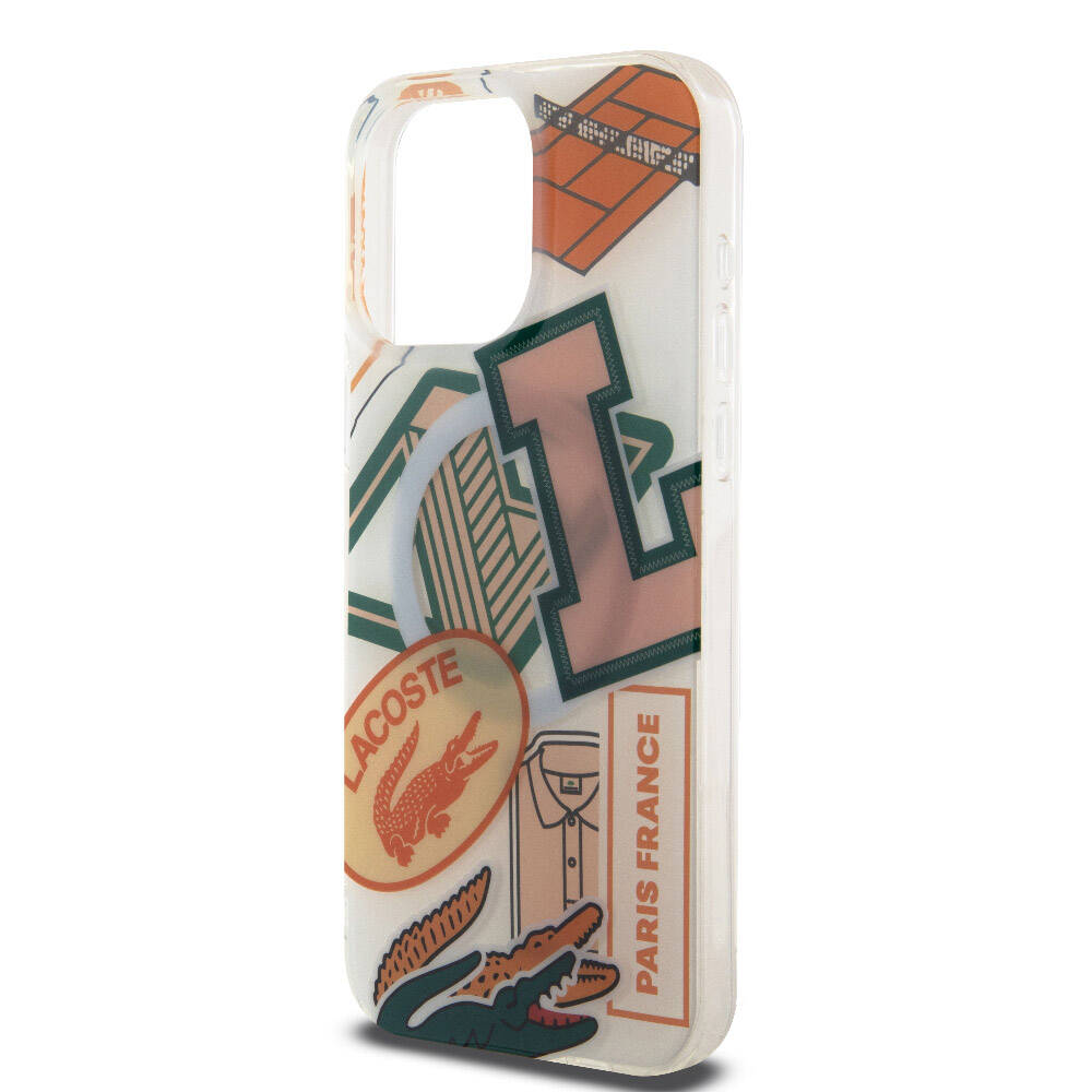 iPhone 15 Pro Max Kılıf Lacoste Orjinal Lisanslı Magsafe Şarj Özellikli Çift Katmanlı Yamalar Desenli Kılıf Turuncu
