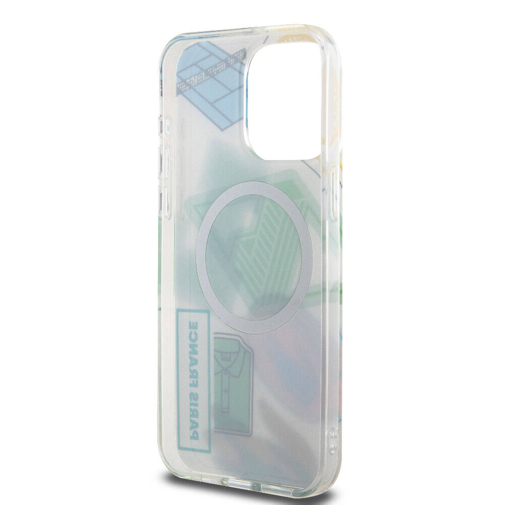 iPhone 15 Pro Max Kılıf Lacoste Orjinal Lisanslı Magsafe Şarj Özellikli Çift Katmanlı Yamalar Desenli Kılıf Yeşil