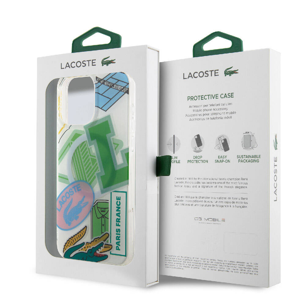 iPhone 15 Pro Max Kılıf Lacoste Orjinal Lisanslı Magsafe Şarj Özellikli Çift Katmanlı Yamalar Desenli Kılıf Turuncu