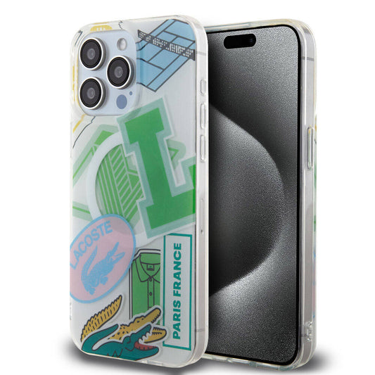 iPhone 15 Pro Max Kılıf Lacoste Orjinal Lisanslı Magsafe Şarj Özellikli Çift Katmanlı Yamalar Desenli Kılıf Yeşil